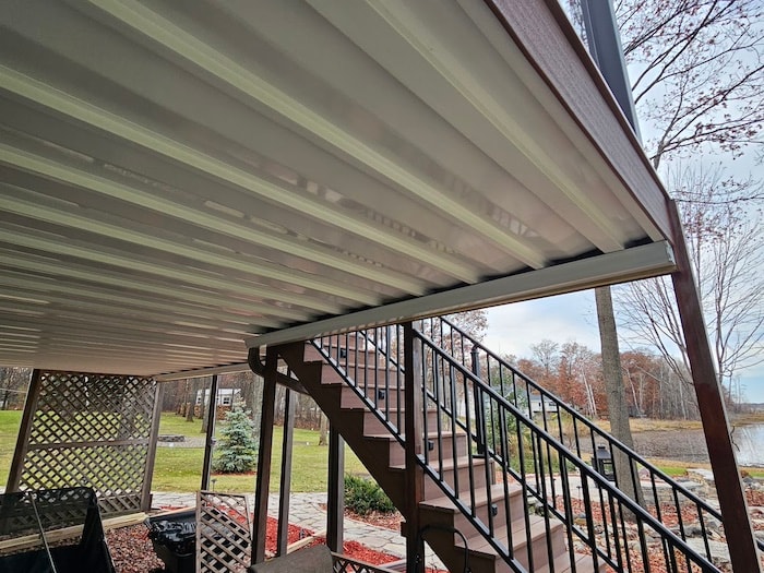Underdecking project beneath a second-story deck